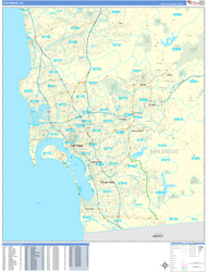 San Diego Wall Map Basic Style 2023